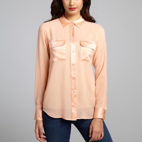 peach chiffon blouses